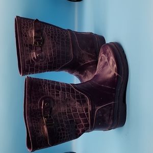 Michael Kors Purple Gator Rain Boots, Size 8